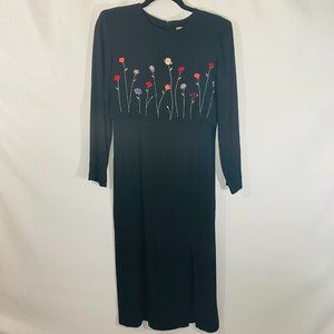 Betsy's Things Petites Black Dress with Flowers